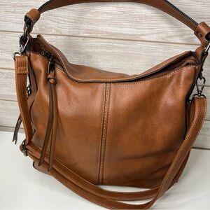 Everyday Convertible Shoulder Bag in Cognac Brown